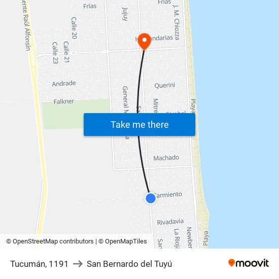 Tucumán, 1191 to San Bernardo del Tuyú map