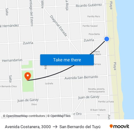 Avenida Costanera, 3000 to San Bernardo del Tuyú map