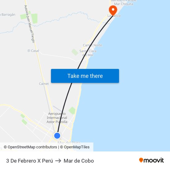 3 De Febrero X Perú to Mar de Cobo map