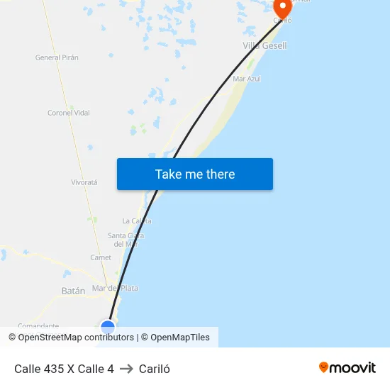Calle 435 X Calle 4 to Cariló map