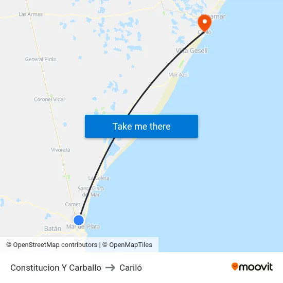 Constitucion Y Carballo to Cariló map