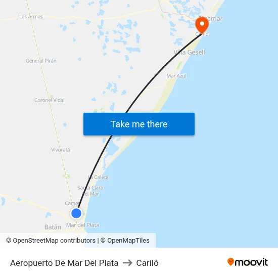 Aeropuerto De Mar Del Plata to Cariló map