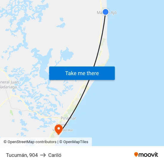 Tucumán, 904 to Cariló map