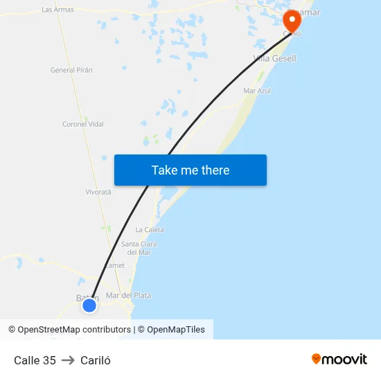 Calle 35 to Cariló map