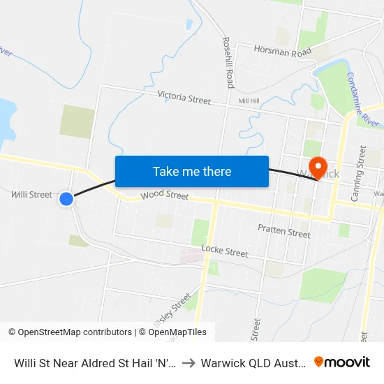 Willi St Near Aldred St Hail 'N' Ride to Warwick QLD Australia map