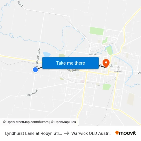 Lyndhurst Lane at Robyn Street to Warwick QLD Australia map