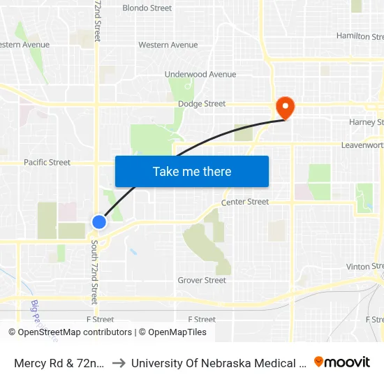 Mercy Rd & 72nd SE to University Of Nebraska Medical Center map