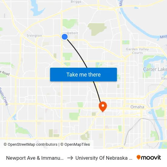 Newport Ave & Immanuel Hospital NW to University Of Nebraska Medical Center map