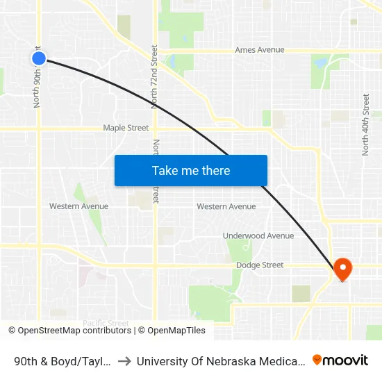 90th & Boyd/Taylor SE to University Of Nebraska Medical Center map