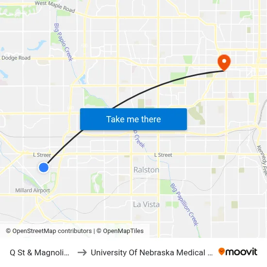 Q St & Magnolia SW to University Of Nebraska Medical Center map