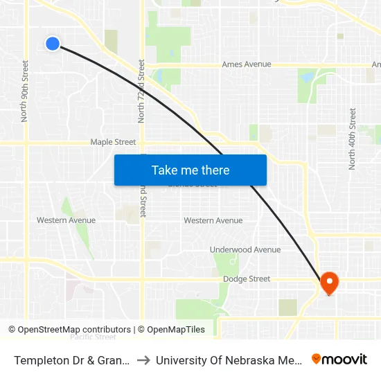 Templeton Dr & Grand Ave SW to University Of Nebraska Medical Center map