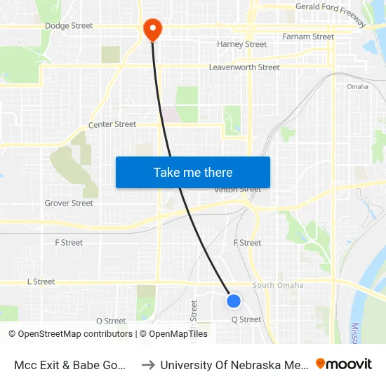 Mcc Exit & Babe Gomez Ave SE to University Of Nebraska Medical Center map
