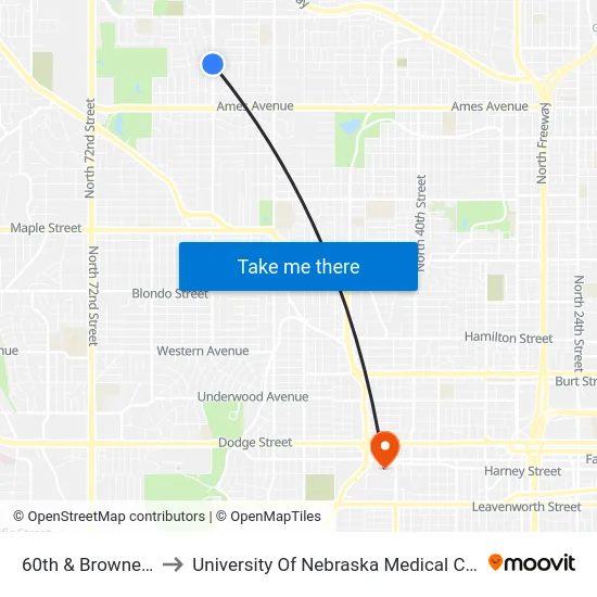 60th & Browne SE to University Of Nebraska Medical Center map