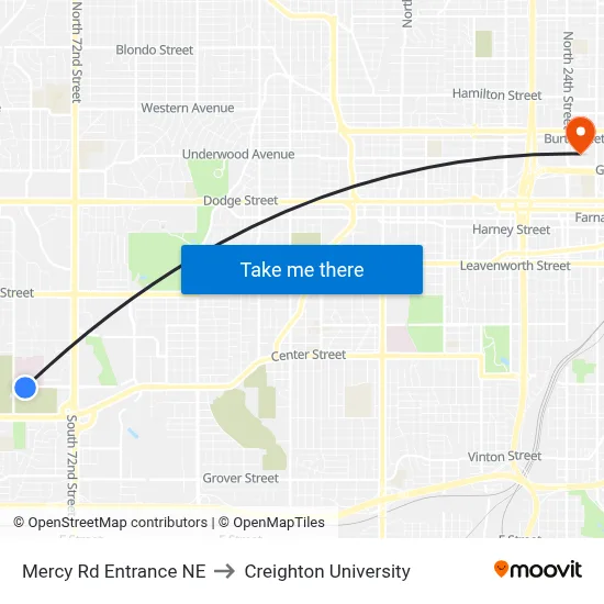 Mercy Rd Entrance NE to Creighton University map