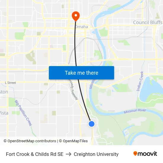 Fort Crook & Childs Rd SE to Creighton University map