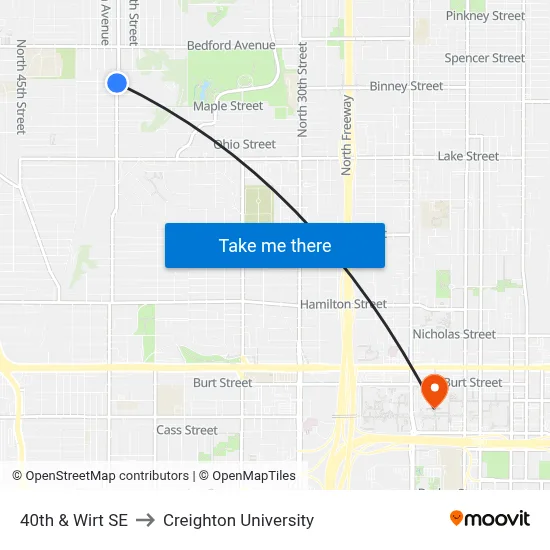 40th & Wirt SE to Creighton University map