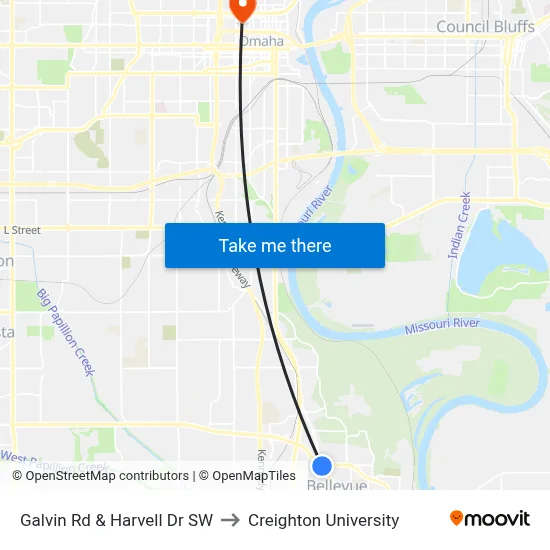 Galvin Rd & Harvell Dr SW to Creighton University map