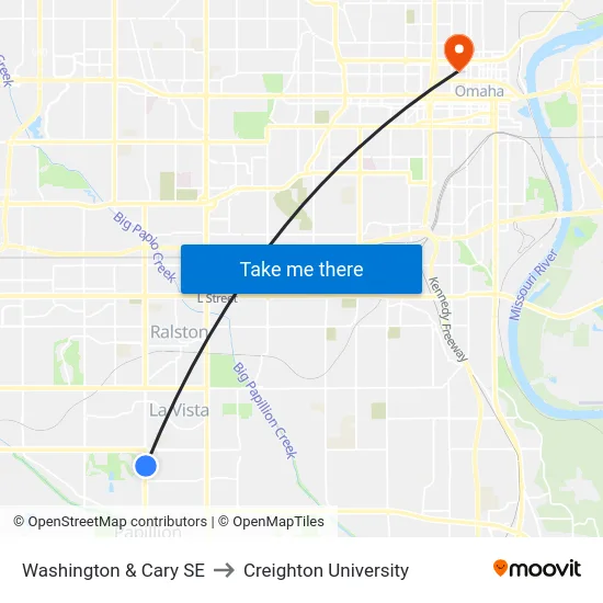 Washington & Cary SE to Creighton University map