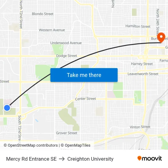 Mercy Rd Entrance SE to Creighton University map