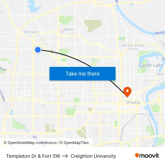 Templeton Dr & Fort SW to Creighton University map