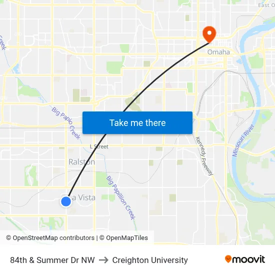 84th & Summer Dr NW to Creighton University map
