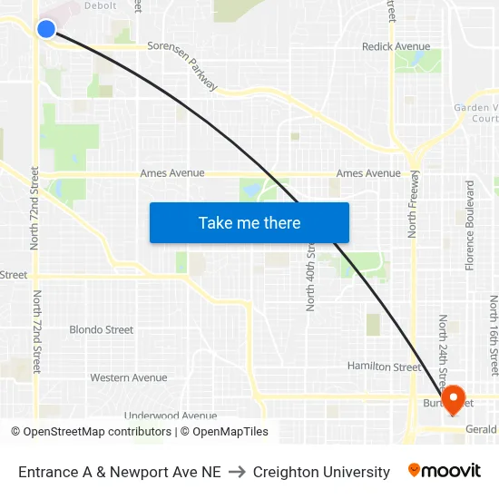 Entrance A & Newport Ave NE to Creighton University map