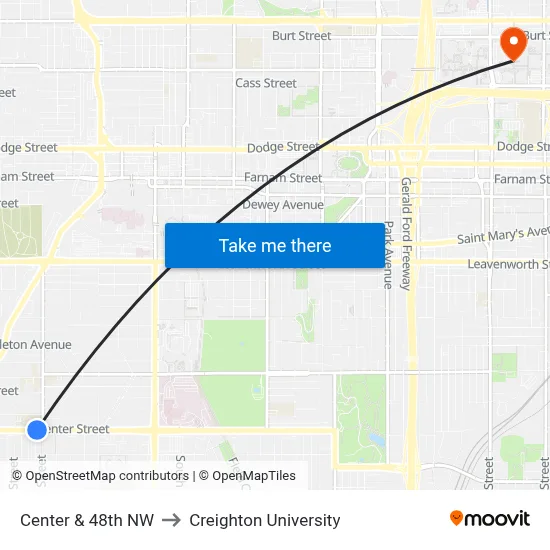 Center & 48th NW to Creighton University map