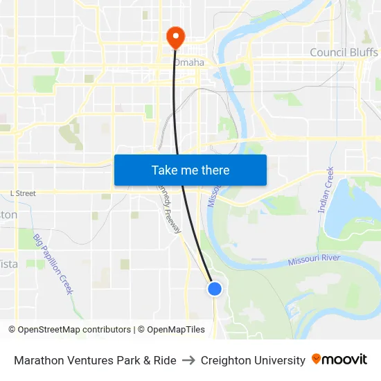Marathon Ventures Park & Ride to Creighton University map