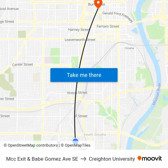 Mcc Exit & Babe Gomez Ave SE to Creighton University map
