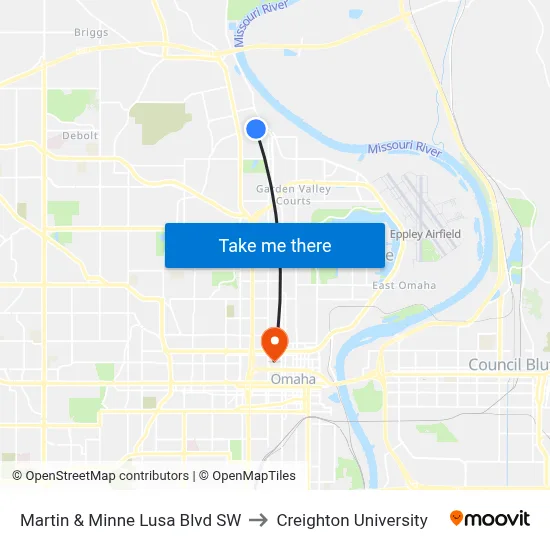 Martin & Minne Lusa Blvd SW to Creighton University map