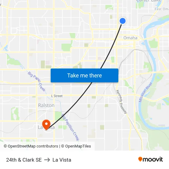 24th & Clark SE to La Vista map