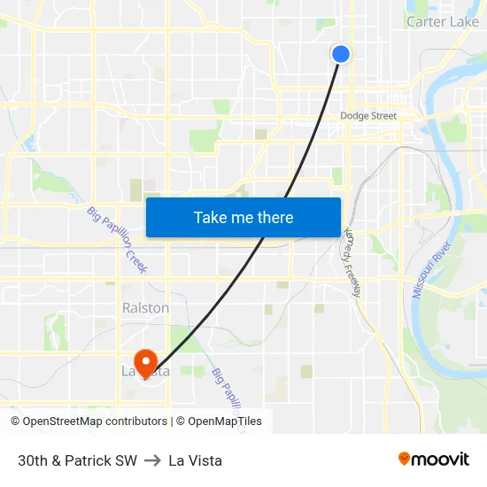 30th & Patrick SW to La Vista map