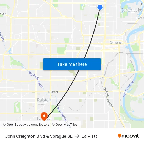 John Creighton Blvd & Sprague SE to La Vista map