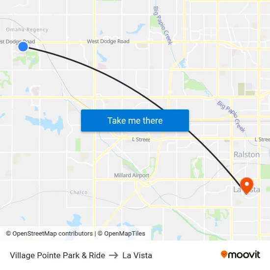 Village Pointe Park & Ride to La Vista map