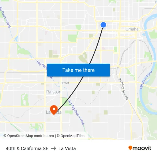 40th & California SE to La Vista map