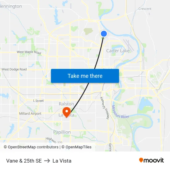 Vane & 25th SE to La Vista map