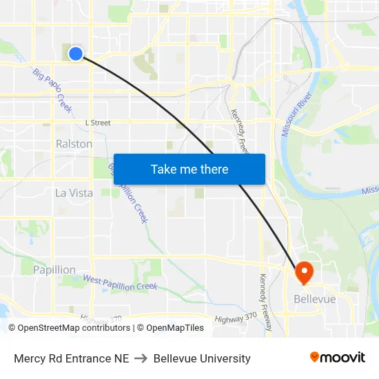 Mercy Rd Entrance NE to Bellevue University map