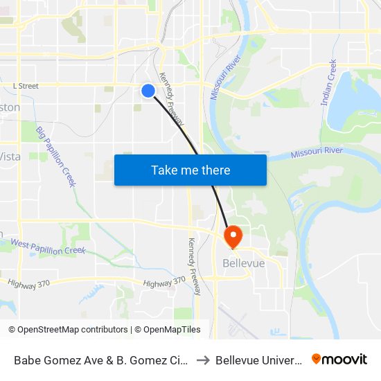 Babe Gomez Ave & B. Gomez Cir SW to Bellevue University map