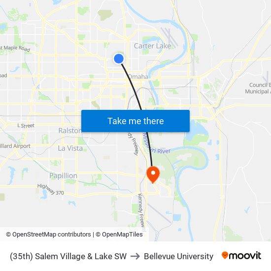 (35th) Salem Village & Lake SW to Bellevue University map