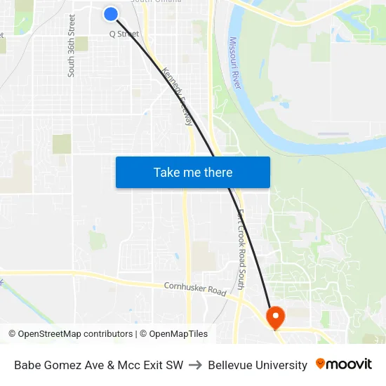 Babe Gomez Ave & Mcc Exit SW to Bellevue University map