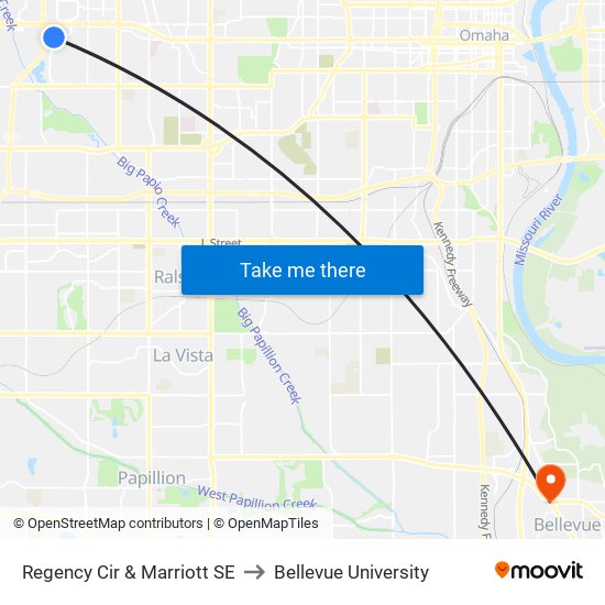 Regency Cir & Marriott SE to Bellevue University map