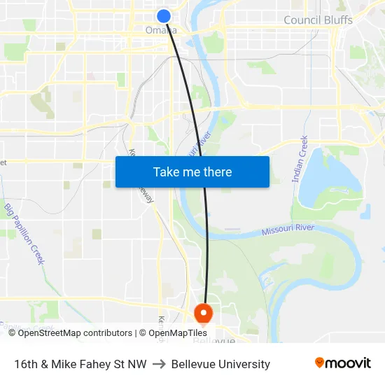 16th & Mike Fahey St NW to Bellevue University map