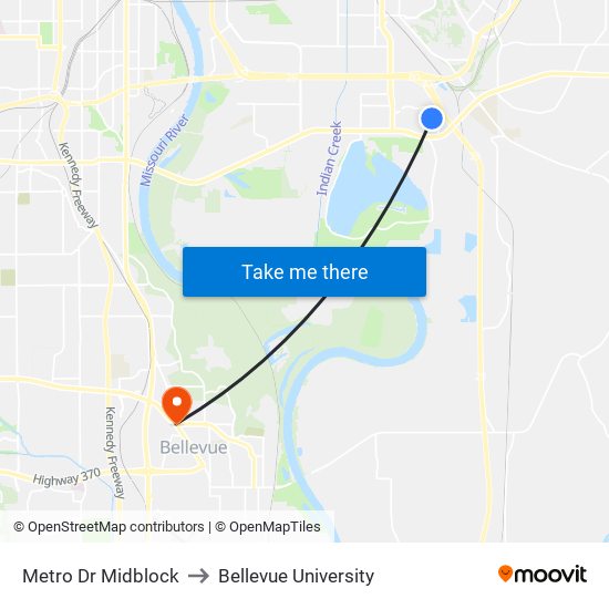 Metro Dr Midblock to Bellevue University map