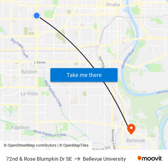 72nd & Rose Blumpkin Dr SE to Bellevue University map