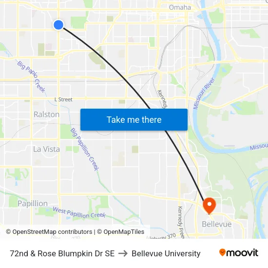 72nd & Rose Blumpkin Dr SE to Bellevue University map