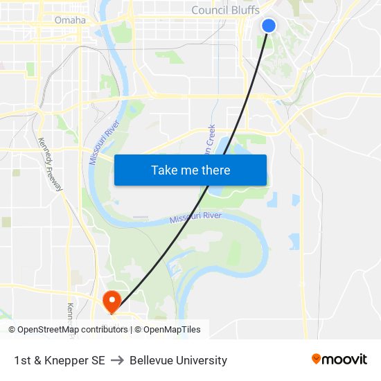 1st & Knepper SE to Bellevue University map