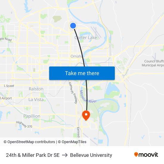 24th & Miller Park Dr SE to Bellevue University map
