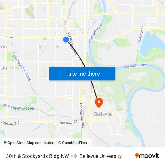 30th & Stockyards Bldg NW to Bellevue University map
