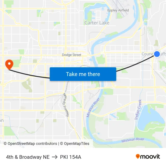 4th & Broadway NE to PKI 154A map