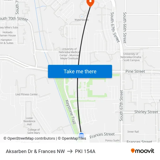Aksarben Dr & Frances NW to PKI 154A map